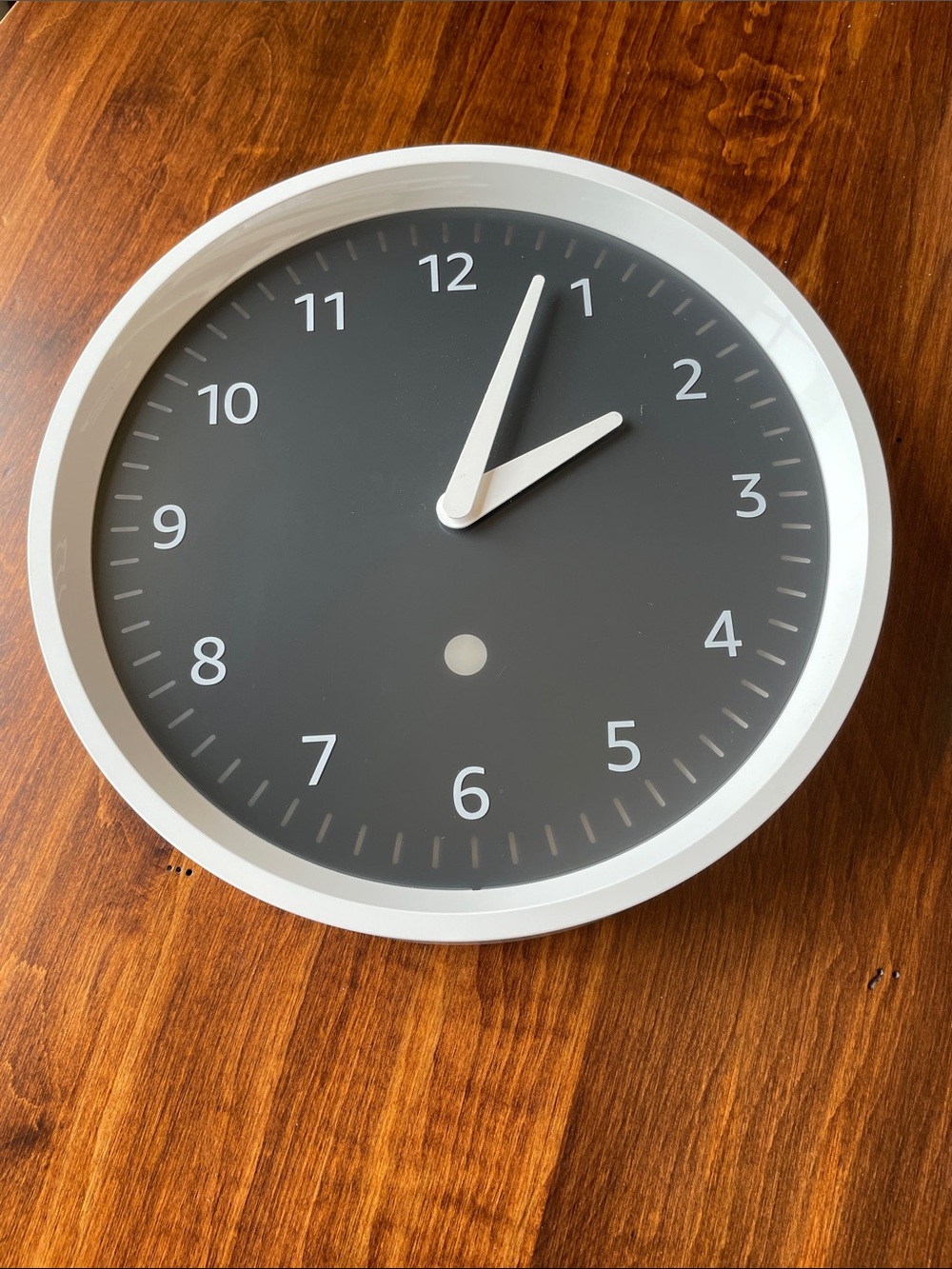 Echo White Frame Wall Clock with Dark Gray Face